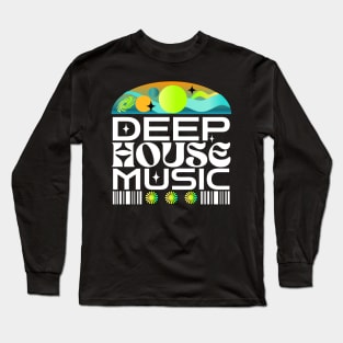 DEEP HOUSE  - Orbs And Stars (lime/blue/orange) Long Sleeve T-Shirt